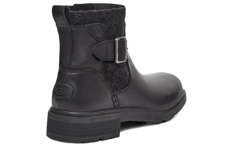 (W) UGG Leather Buckle Strap Zip Chelsea Boot 'Black' 圖 3