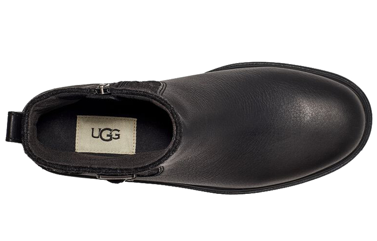 (W) UGG Leather Buckle Strap Zip Chelsea Boot 'Black' 圖 4