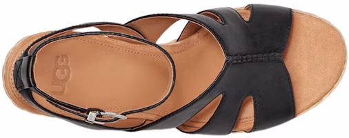 Shop UGG 皮革舒適厚底時尚涼拖 女款 黑色