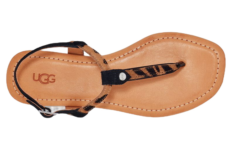 Shop UGG Madeena 絨面 可調節踝帶舒適 夾腳拖 女款 棕色