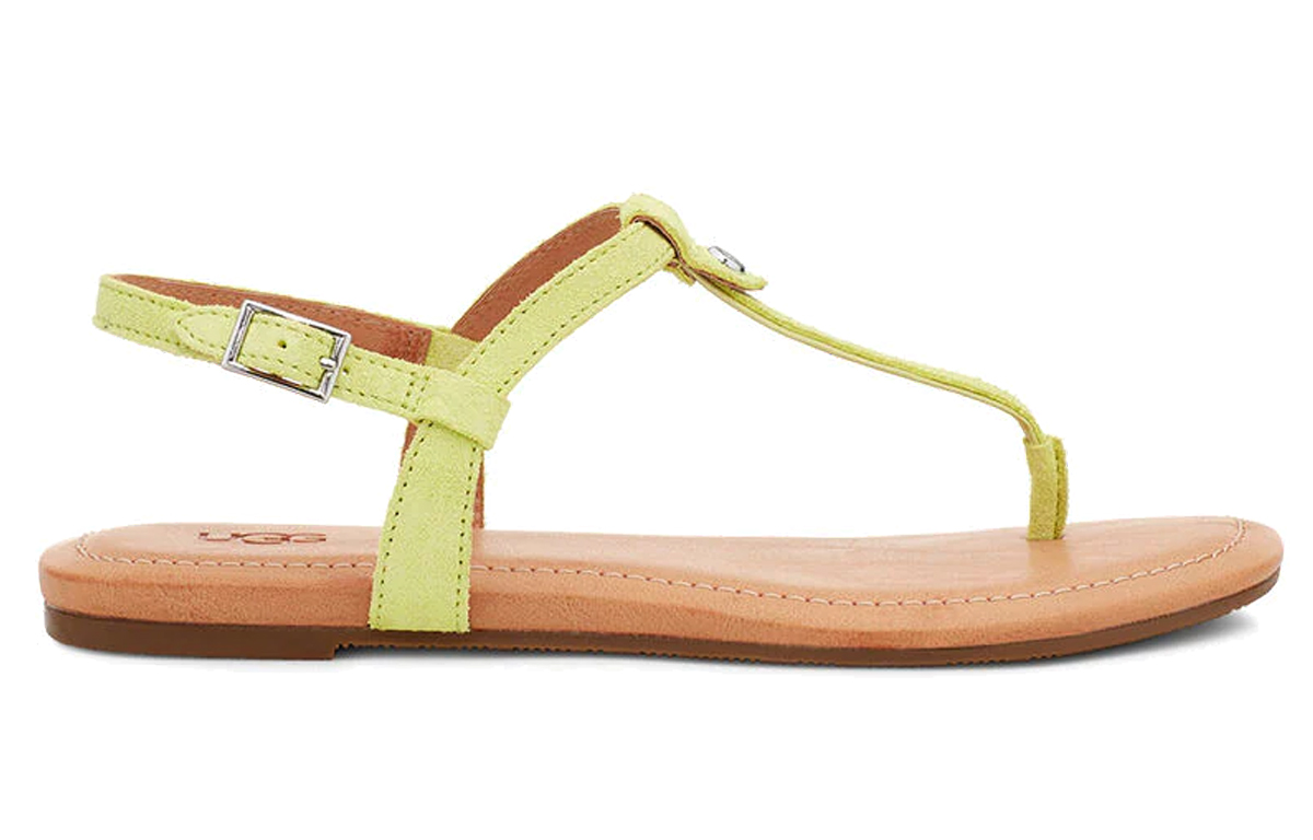 Order (W) UGG Madeena Sandalia Tipo Thong con Correa Amarilla y Beige 1117956-PLS