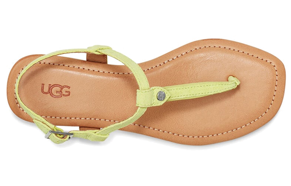 Shop (W) UGG Madeena Sandalia Tipo Thong con Correa Amarilla y Beige 1117956-PLS