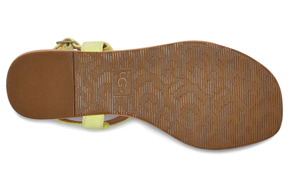 Details for (W) UGG Madeena Sandalia Tipo Thong con Correa Amarilla y Beige 1117956-PLS