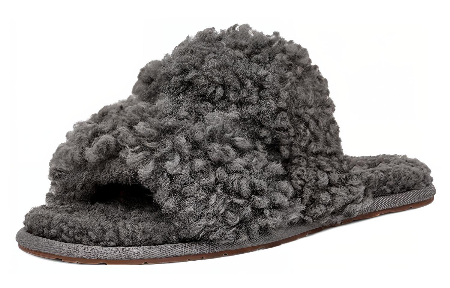 Lookbook UGG 圓頭舒適 一字拖鞋 女款 灰色