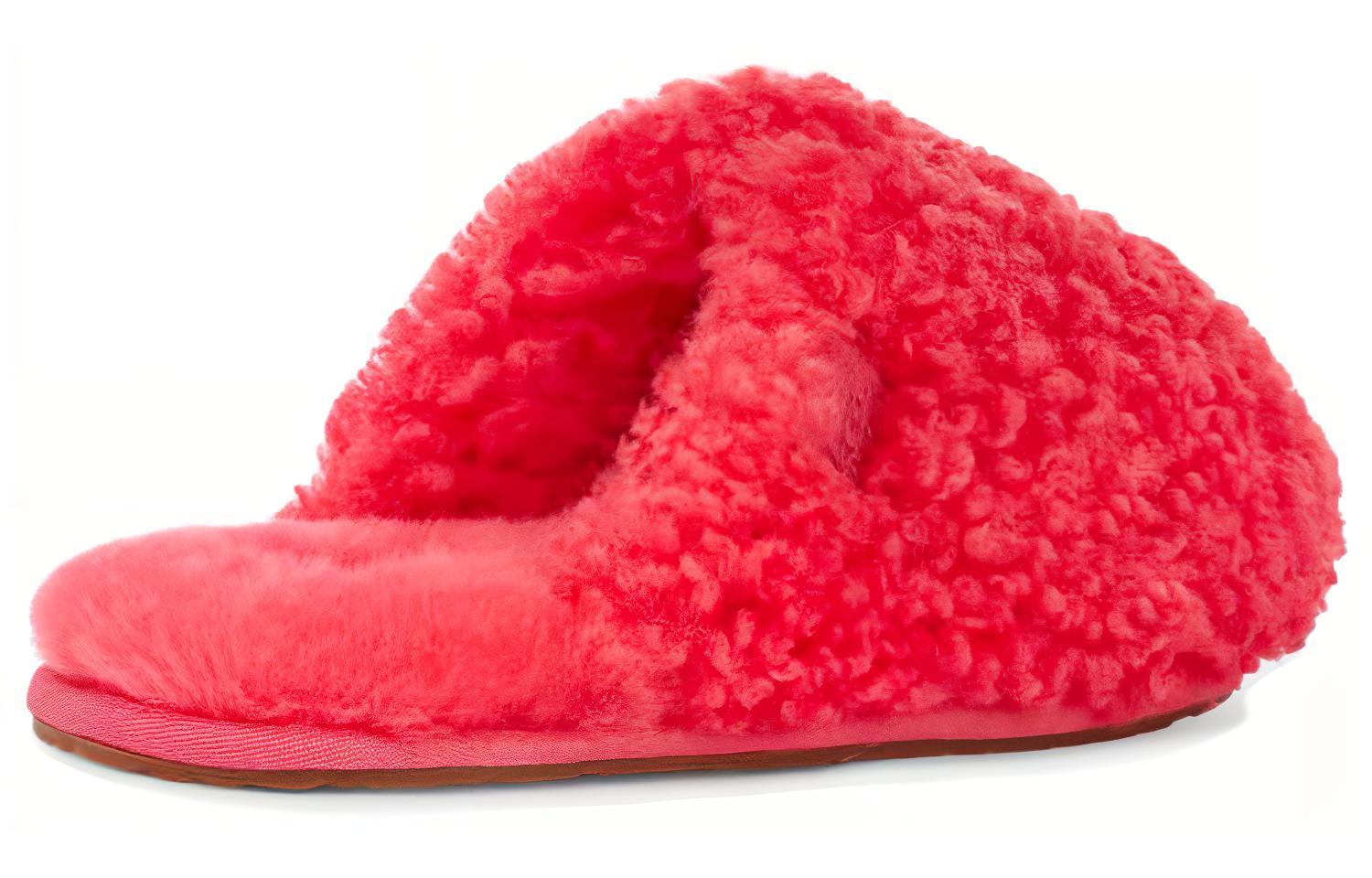 Lookbook UGG 舒適休閒 時尚毛絨 包頭拖鞋 女款 粉紅色