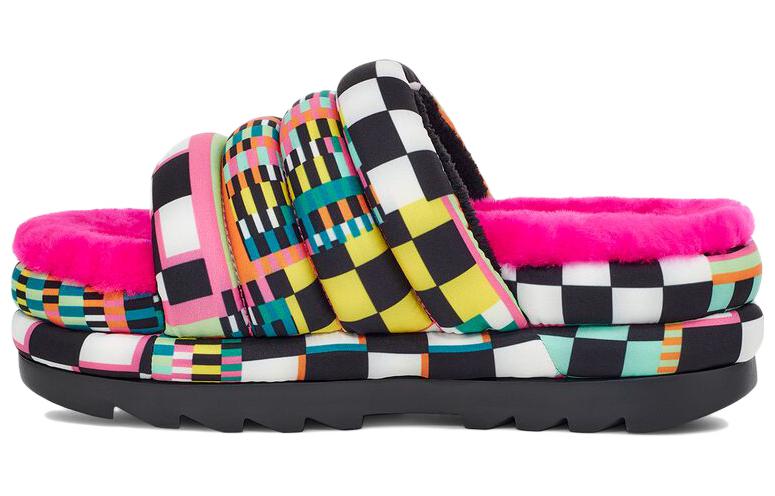 (Women) UGG Maxi Slide Black 'Checkerboard Platform' 1130842-BLKM
