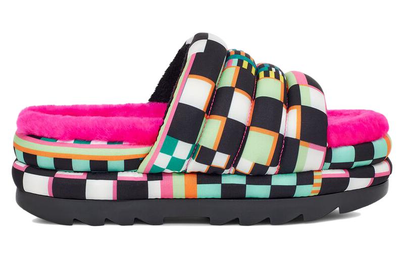 Order (Women) UGG Maxi Slide Black 'Checkerboard Platform' 1130842-BLKM