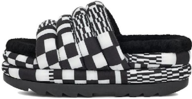 (Women) UGG Maxi Slide Black White 'Checkerboard Platform' 1130842-BWHT (Women) UGG Maxi Slide Black White 'Checkerboard Platform' 1130842-BWHT
