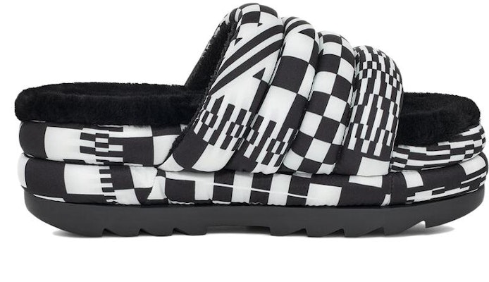 (W) UGG Maxi Slide Hitam Putih 'Checkerboard Platform' 1130842-BWHT Order (W) UGG Maxi Slide Hitam Putih 'Checkerboard Platform' 1130842-BWHT