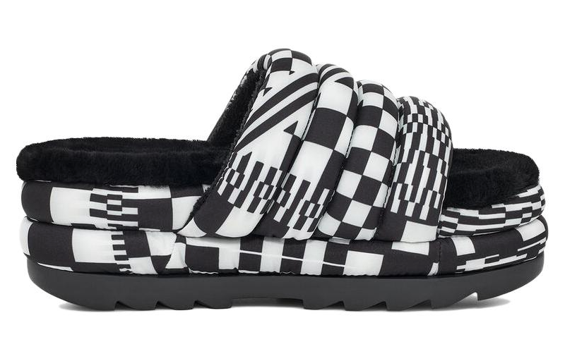 Order (Women) UGG Maxi Slide Black White 'Checkerboard Platform' 1130842-BWHT