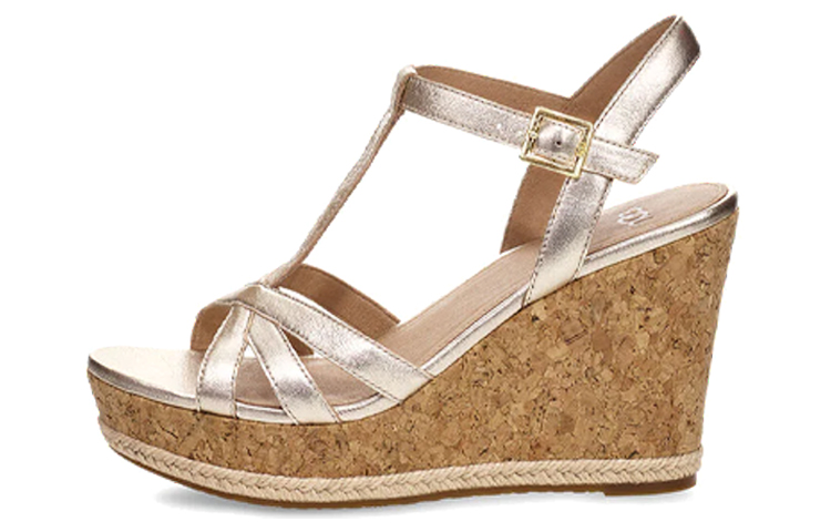 (Women) UGG Melissa 'Gold Cross-Strap Wedge Sandal' 1102786-GOLD