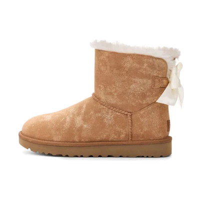(W) UGG Mini Bailey Bow Glimmer Chestnut