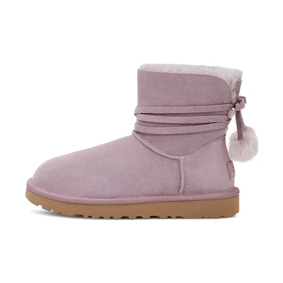 (W) UGG Mini Bailey Bow Pom 'Taupe Purple'
