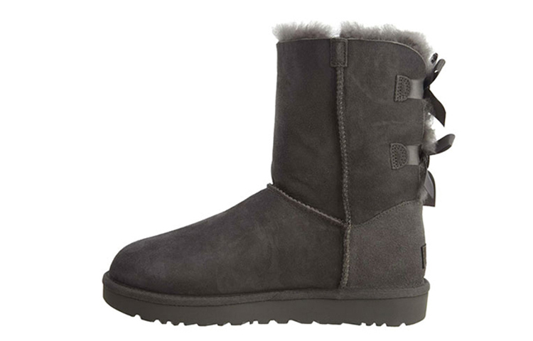(Women) UGG Mini Bailey Bow II Boot Fleece Lined Gray 1016225-GREY