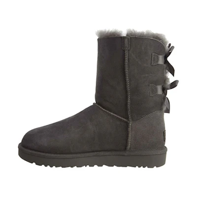 (W) UGG Mini Bailey Bow II Boot Fleece Lined Gray
