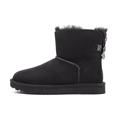 (W) UGG Mini Bailey Bow II Exotic Boot 'Black'