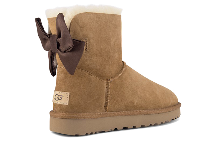 (W) UGG Mini Bailey Bow II Glam Fleece Lined Brown 圖 3