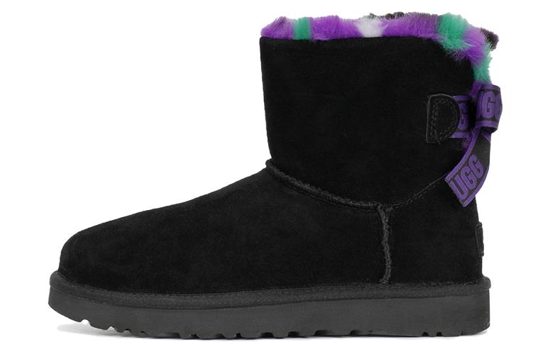 (Women) UGG Mini Bailey Bow Plaid Punk Boot 'Black Purple' 1130594-BLK