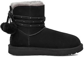 Order UGG Mini Bailey蝴蝶結毛球 牛反絨 休閒舒適 短低筒 雪地靴 女款 黑色