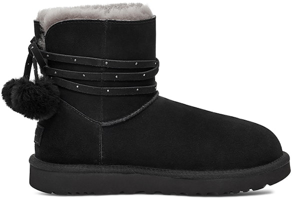 UGG Mini Bailey蝴蝶結毛球 牛反絨 休閒舒適 短低筒 雪地靴 女款 黑色 Order UGG Mini Bailey蝴蝶結毛球 牛反絨 休閒舒適 短低筒 雪地靴 女款 黑色