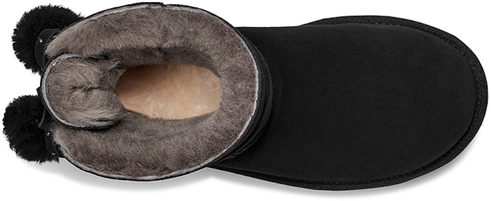 UGG Mini Bailey蝴蝶結毛球 牛反絨 休閒舒適 短低筒 雪地靴 女款 黑色 Purchase UGG Mini Bailey蝴蝶結毛球 牛反絨 休閒舒適 短低筒 雪地靴 女款 黑色