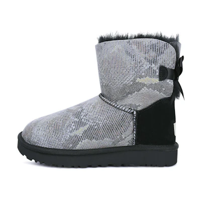 (W) UGG Mini Bailey Bow Snake 'Black Grey'