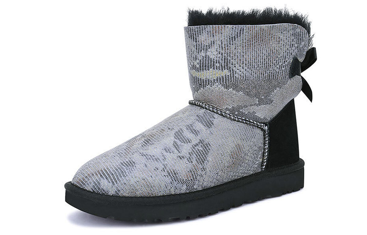 Lookbook (W) UGGミニベイリーボウ スネーク (ブラックグレー) 1091581-BLK