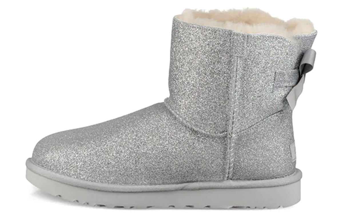 (W) UGG Mini Bailey Bow Sparkle 'Silver'