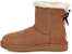 (W) UGG Mini Bailey Brooch Pelapik Bulu Coklat 1119512-CHE