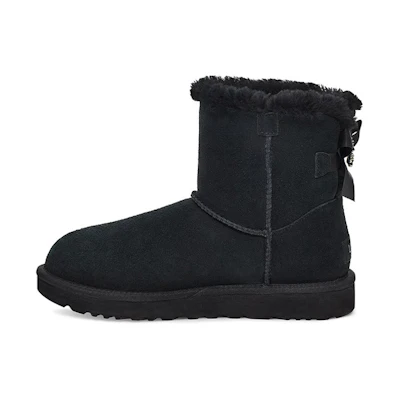 (W) UGG Mini Bailey Brooch Fleece Lined Black