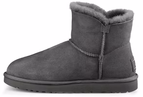 (Women) UGG Mini Bailey Button Bling Mid Tops Fleece Lined Gray 1016554-GREY (Women) UGG Mini Bailey Button Bling Mid Tops Fleece Lined Gray 1016554-GREY