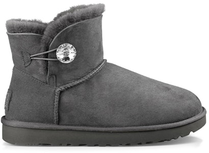 UGG Mini Bailey Button Bling 迷你貝莉鈕扣 水晶款 中筒加絨雪地靴 女款 灰色 Order UGG Mini Bailey Button Bling 迷你貝莉鈕扣 水晶款 中筒加絨雪地靴 女款 灰色