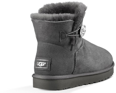 UGG Mini Bailey Button Bling 迷你貝莉鈕扣 水晶款 中筒加絨雪地靴 女款 灰色 Shop UGG Mini Bailey Button Bling 迷你貝莉鈕扣 水晶款 中筒加絨雪地靴 女款 灰色