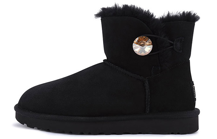 Buy (W) UGG迷你贝利纽扣闪亮羊毛衬里'黑棕色' 1016554-BGLD