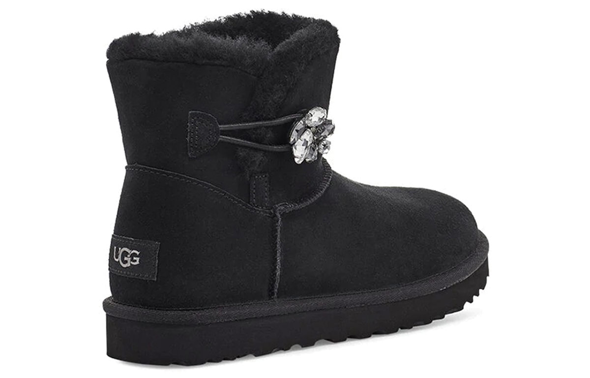 Shop (W) UGG Mini Bailey Button Gem Classic Boot 'Hitam' 1119000-BLK