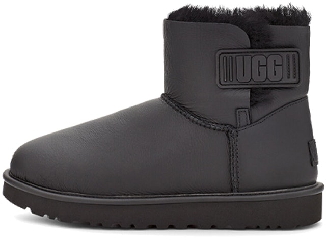 women-ugg-mini-bailey-logo-strap-retro-fashion-fleece-lined-snow-boot-black-1123623-umbl