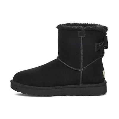 (W) UGG Mini Bailey Suede Bow 'Black'