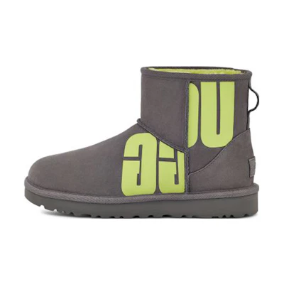 (W) UGG Mini Broken Logo Boot 'Grey Neon Green'