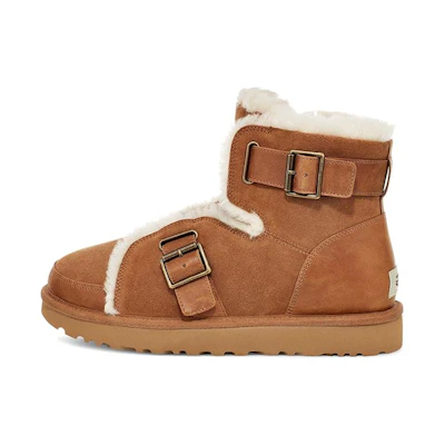 (W) UGG Dune Mini Buckle Boot Fleece Lined Brown