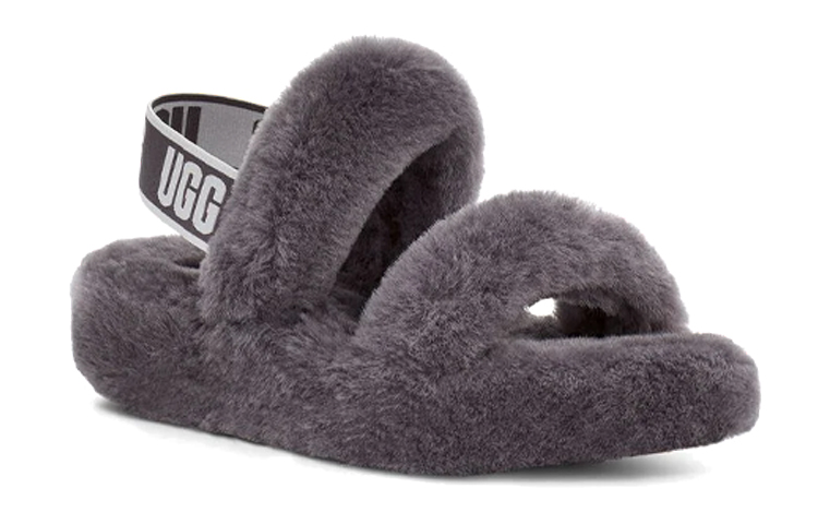 Lookbook UGG Oh Yeah 毛毛厚底休閒涼鞋 女款 灰色