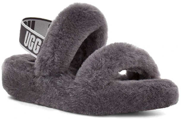 UGG Oh Yeah 毛毛厚底休閒涼鞋 女款 灰色 Lookbook UGG Oh Yeah 毛毛厚底休閒涼鞋 女款 灰色