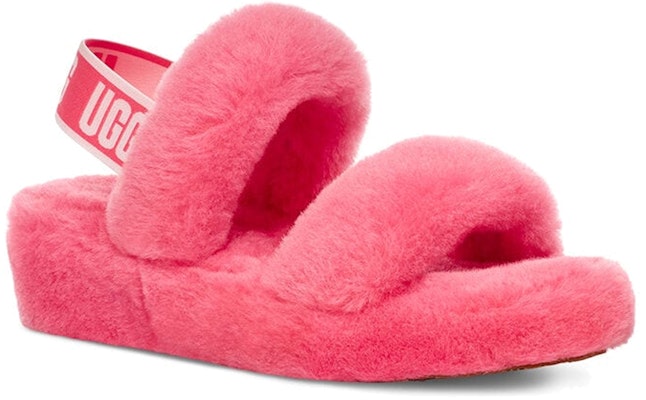 UGG Oh Yeah 舒適厚底 毛毛運動涼鞋 女款 草莓紅 Lookbook UGG Oh Yeah 舒適厚底 毛毛運動涼鞋 女款 草莓紅