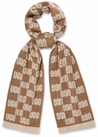 (Women) UGG Plaid Logo Knit Scarf Brown 22665-CHMU (Women) UGG Plaid Logo Knit Scarf Brown 22665-CHMU
