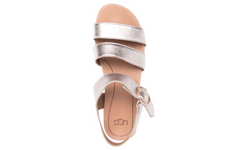 Shop (W) UGG 厚底メタリックシルバーサンダル (UGG Atsuzoko Metarikku Shirubā Sandaru) 16677146-GATA