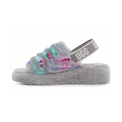 (W) UGG Platform Slide 'Grey Tiger Floral'