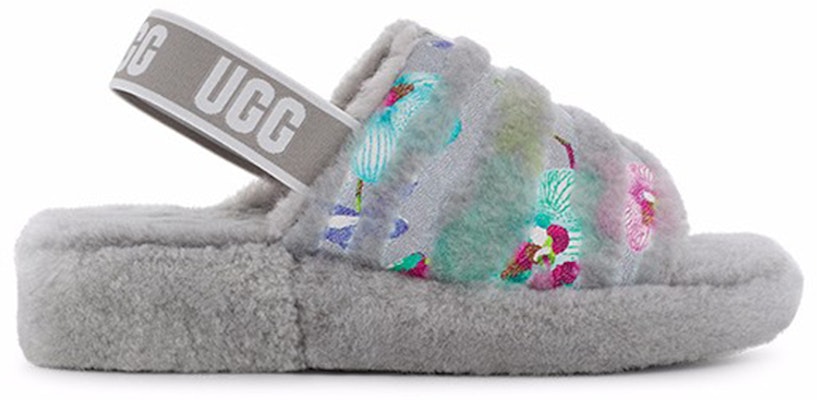UGG 虎紋花朵厚底時尚涼拖 女款 灰色 Order UGG 虎紋花朵厚底時尚涼拖 女款 灰色