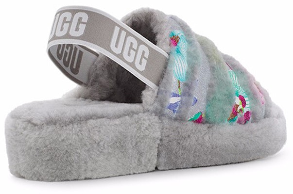 UGG 虎紋花朵厚底時尚涼拖 女款 灰色 Lookbook UGG 虎紋花朵厚底時尚涼拖 女款 灰色