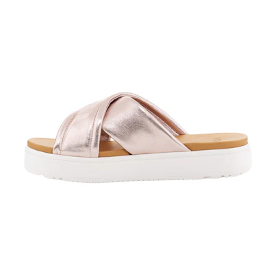 (W) UGG Platform Slide 'Metallic Pink Leather'