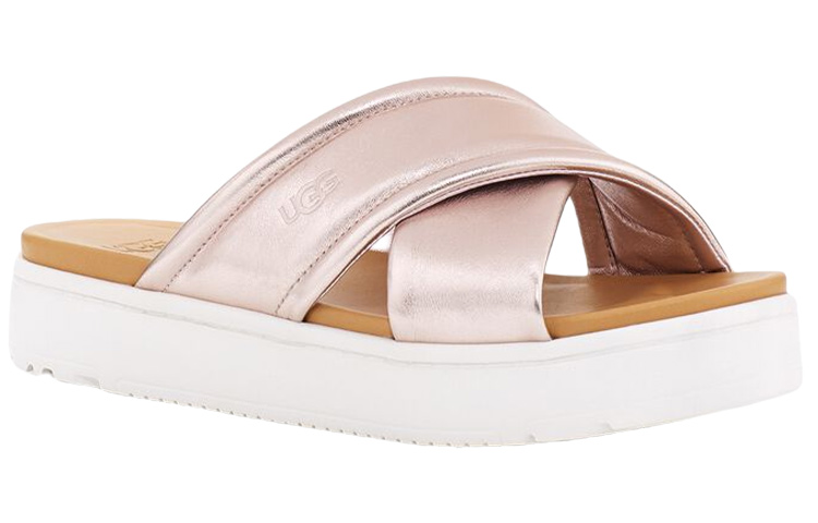 Lookbook (W) UGG Plataforma Slide 'Cuero Rosa Metálico' 1124995-RGMT