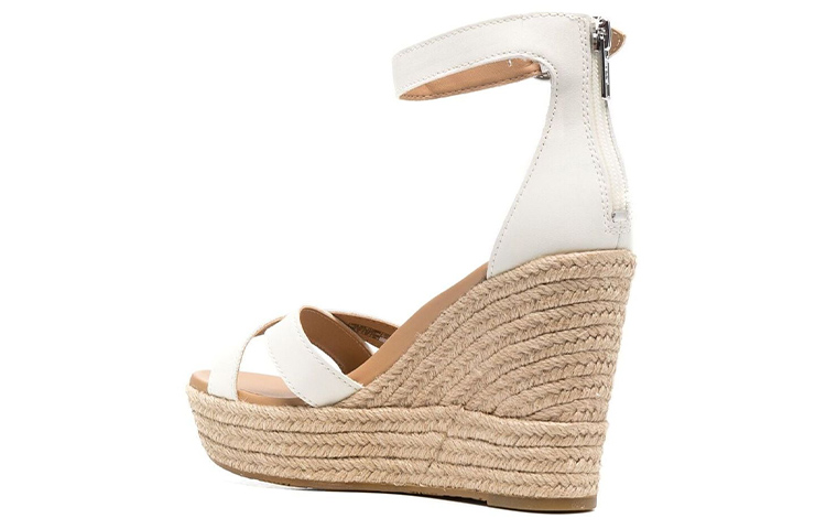 Lookbook UGG 側扣環坡跟草編涼鞋 女款 白色